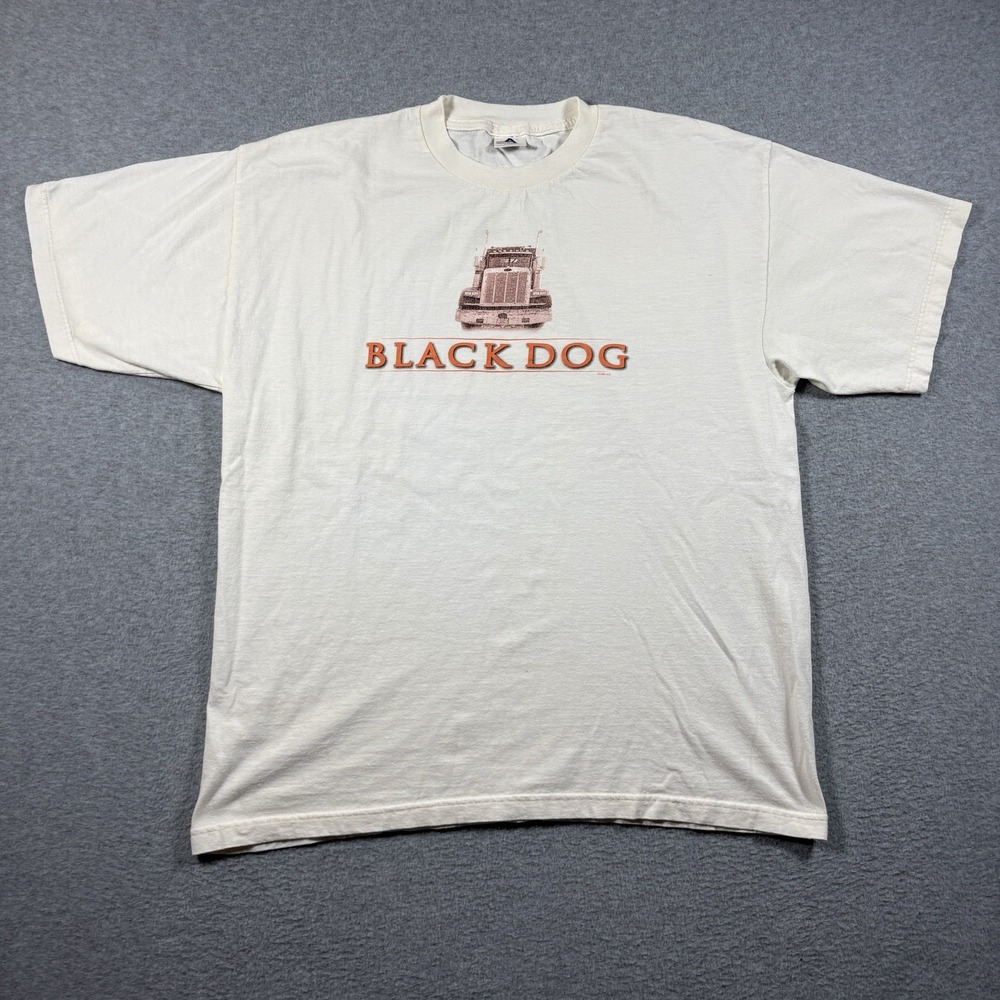 Vintage 1998 Black Dog Movie Promo T Shirt XL Off White Truck Patrick Swayze AAA